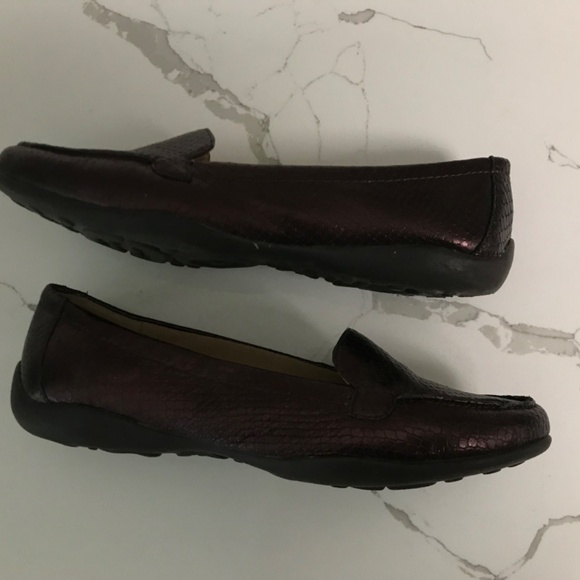 Easy Spirit E360 Burgundy Leather Metallic Snakeskin Loafers US 6.5 M - Picture 5 of 9